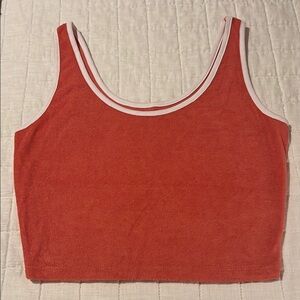 🌞 Coral Sleeveless Terry Cloth Crop Top NWOT